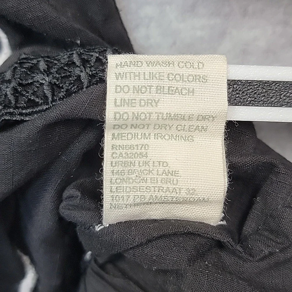 Forever‎ That Girl Anthropologie Black Blouse Top With Lace Embroidery Boho XS